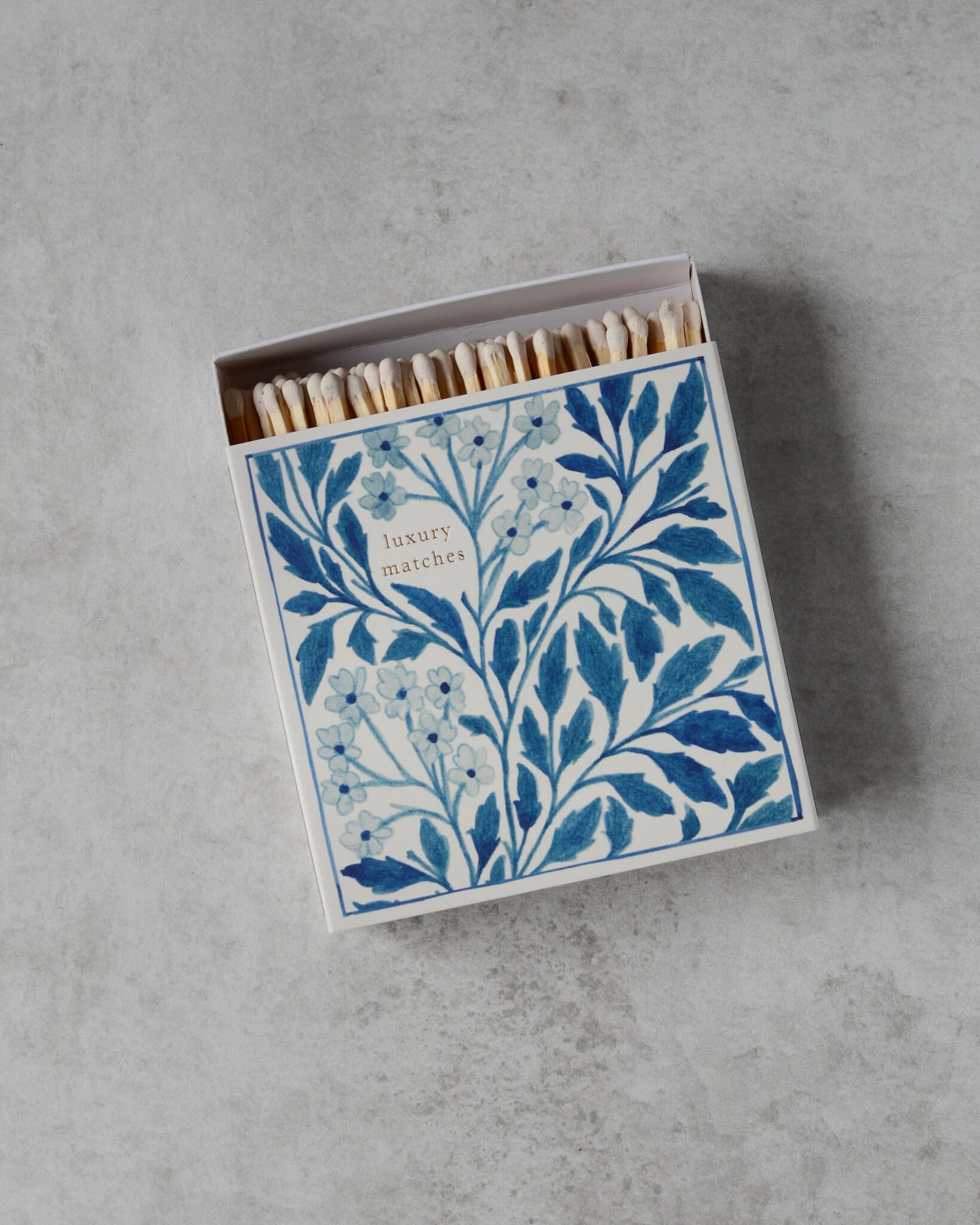 Letterpress Matches Blue Floral