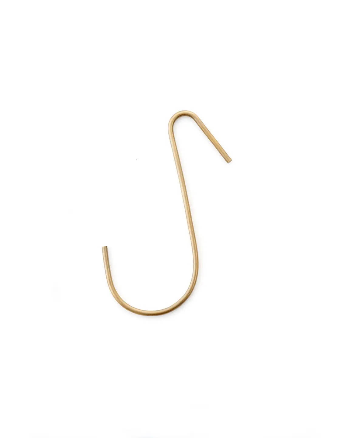 A brass 'S' shaped metal hook.