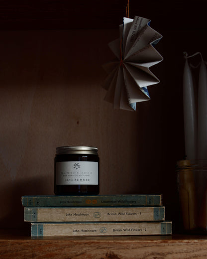 Late Summer scented soy wax candle by The Botanical Candle Co.