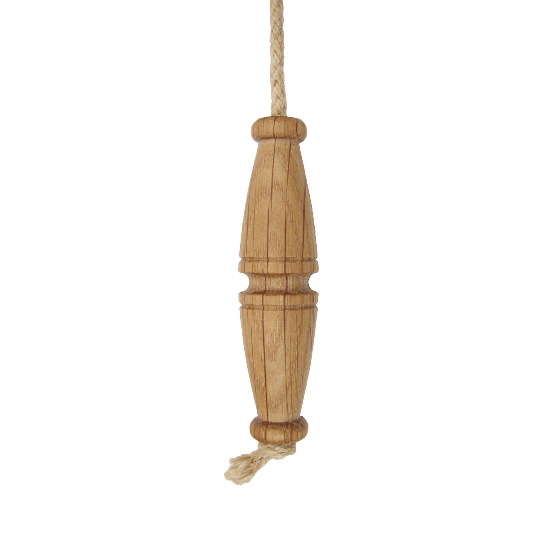 An oak toggle-style light pull on a white background.