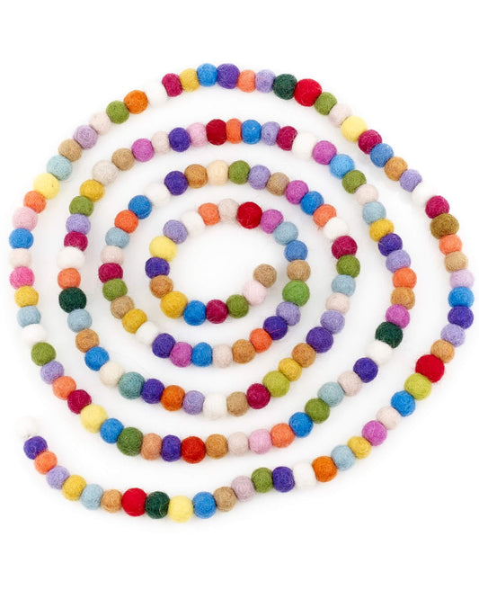 Rainbow felt ball garland.