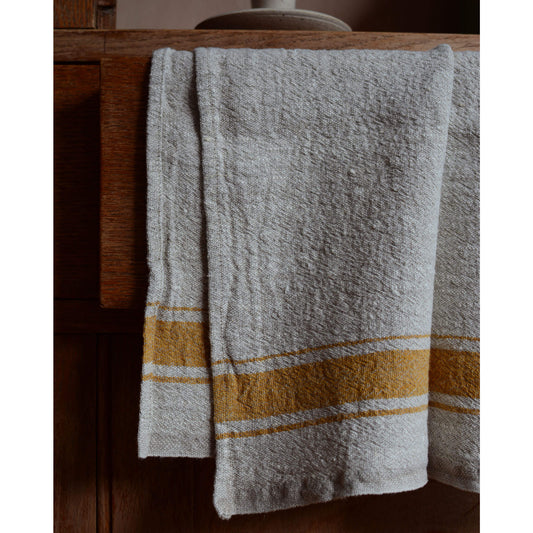 Linen Tea Towel Mustard Stripe